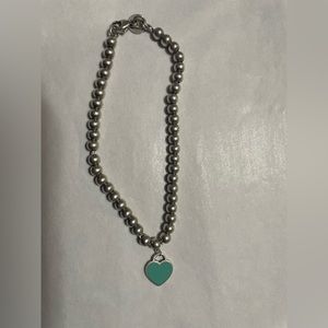 Tiffany and Co Return to heart tag ball chain bracelet Enamel Blue Silver 925